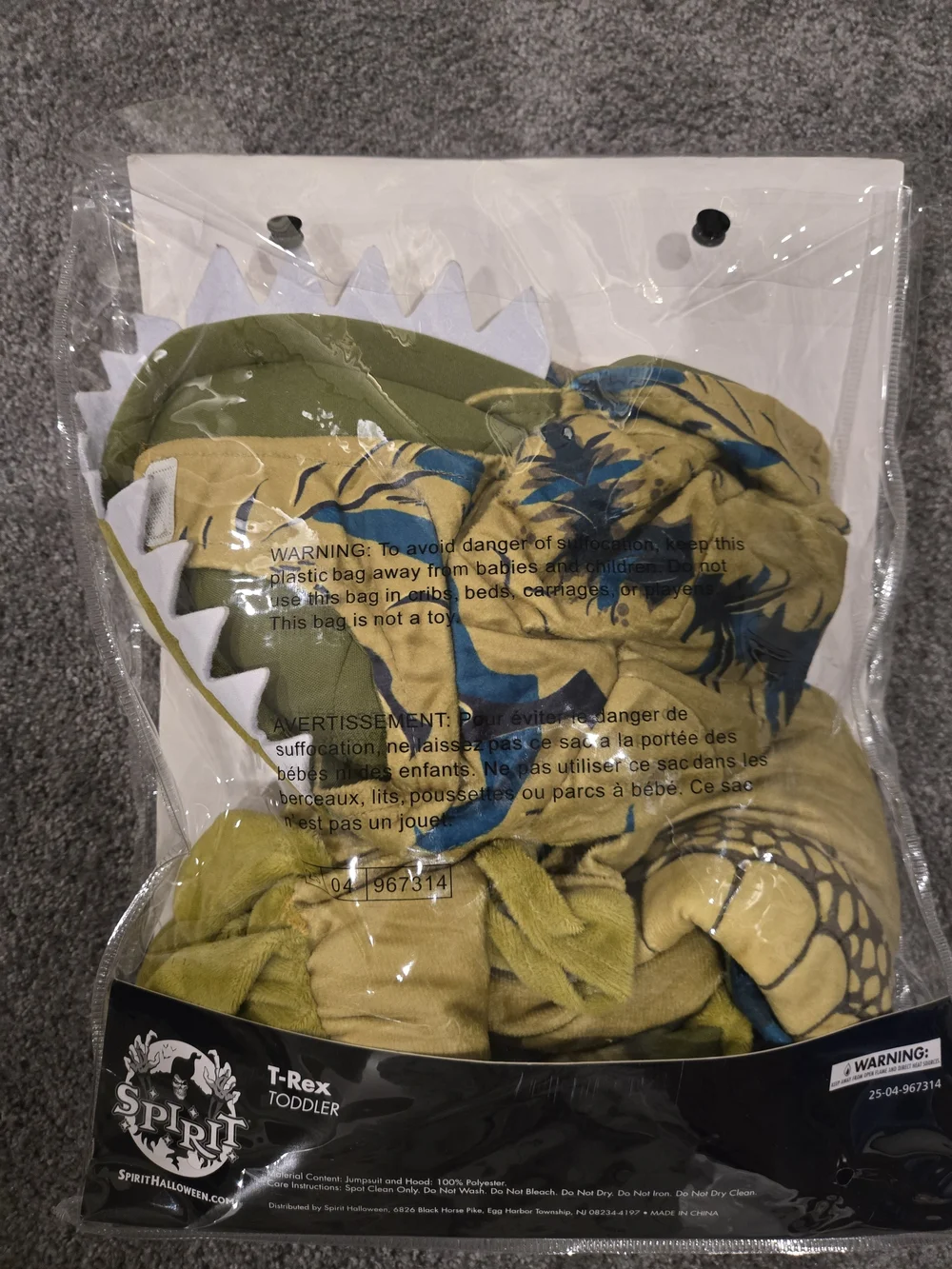 Spirit Olive Green and Blue T-Rex Toddler Costume
